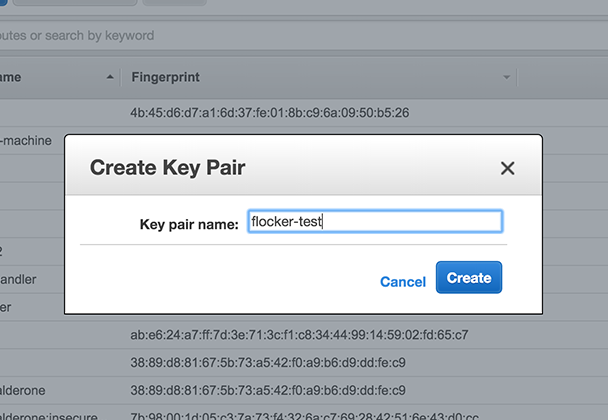 Creating a new AWS key pair